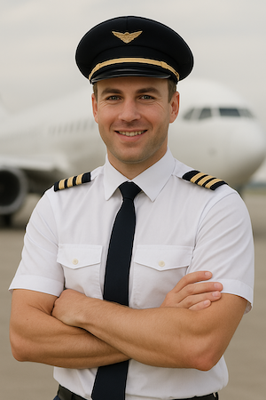 Professional pilot in uniform